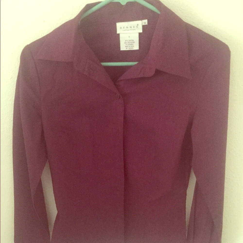 Purple Button Down Long Sleeve Work Shirt